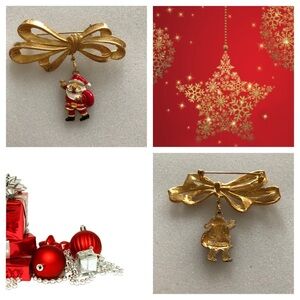 Vintage Christmas brooch dangling charm.